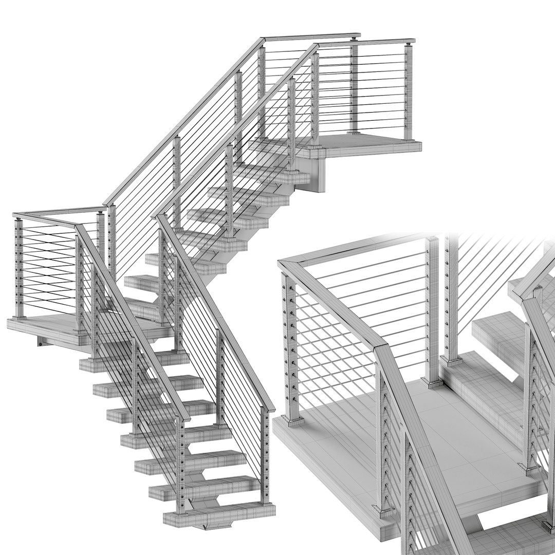 3D Model Set Of 3 Viewrail Stairs - TurboSquid 2119876