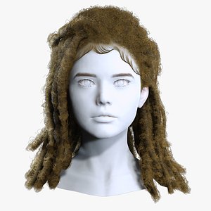 Long Textured Afro Locs Half Up Haircut for Characters - Low Poly 3D model
