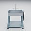Lavabo industriel avec double robinetterie et support pour tuyau d'arrosage