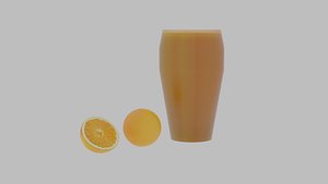 3D Orange and Orange juice