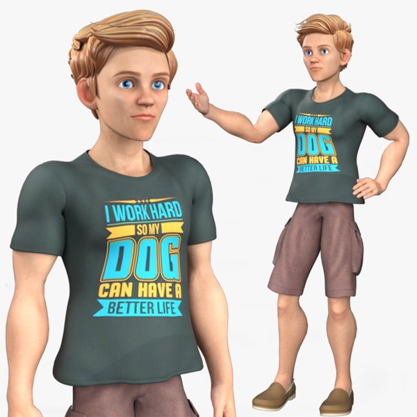 Cartoon Rigged Toon Style Little Boy-Amir Character 3D Model 3D