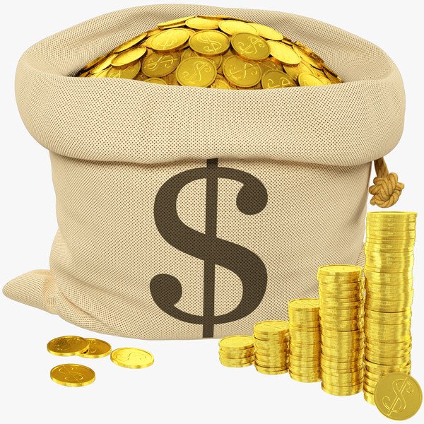 3D model Bag of Coins and Coins Stacks Collection V1