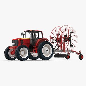 tractor twin rotary rake 3D model
