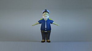 Cartoon captain  Boatman  old man  Helmsman   pirate 3D model