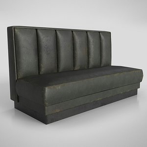 3D model Old Diner Sofa - Retro Restaurant Leather Banquette Booth
