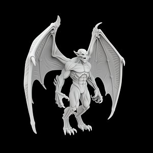 Winged Demon with Bat-Like Wings 3D Print Model 3D model