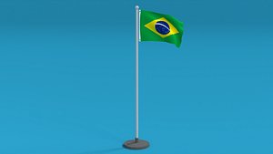 Low Poly Seamless Animated Brazil Flag 3D