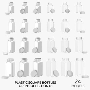 3D Plastic Square Bottles Open Collection 01 - 24 models