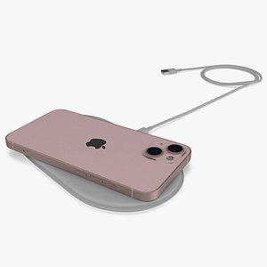 3D Wireless Charger Apple AirPower with Pink Apple iPhone 13 model