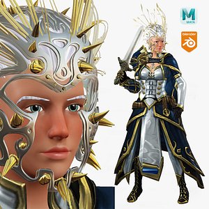 Cartoon Rigged Warrior Girl-Kaya Character 3D Model