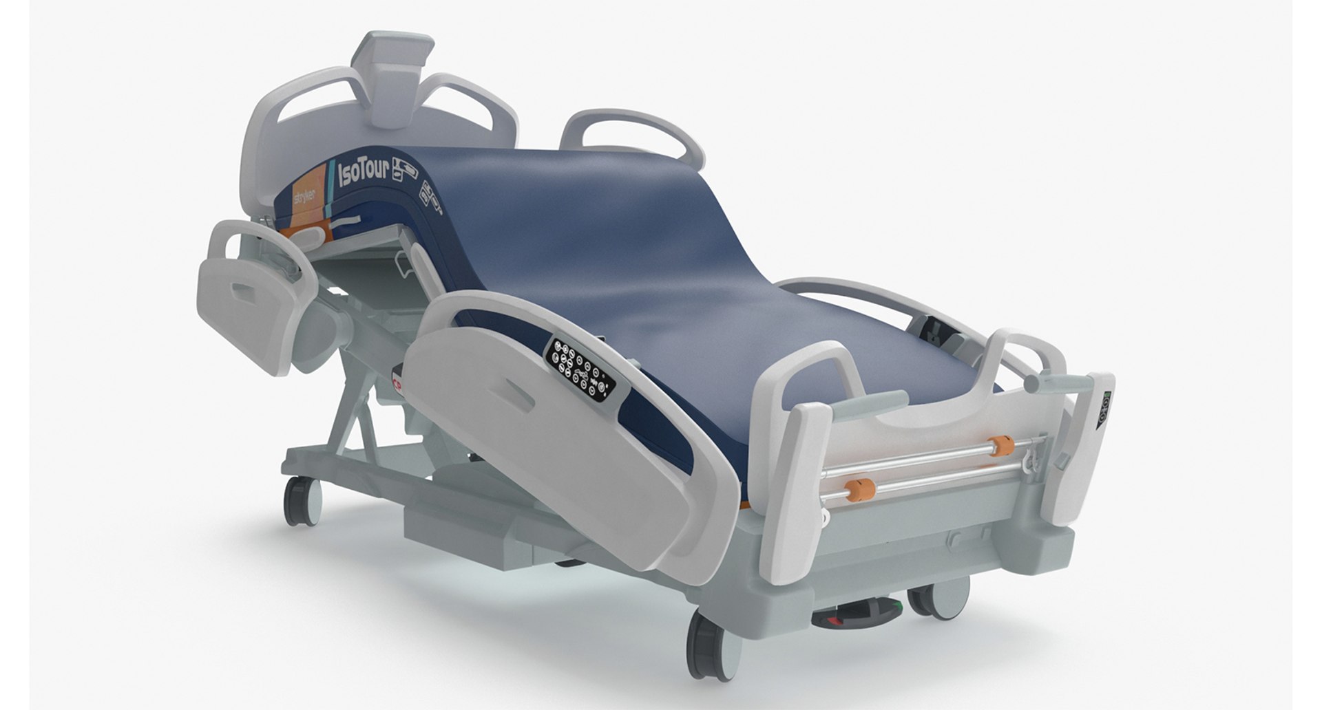 Stryker Procuity ZM Smart Hospital Bed Rigged for Maya 3D model preview