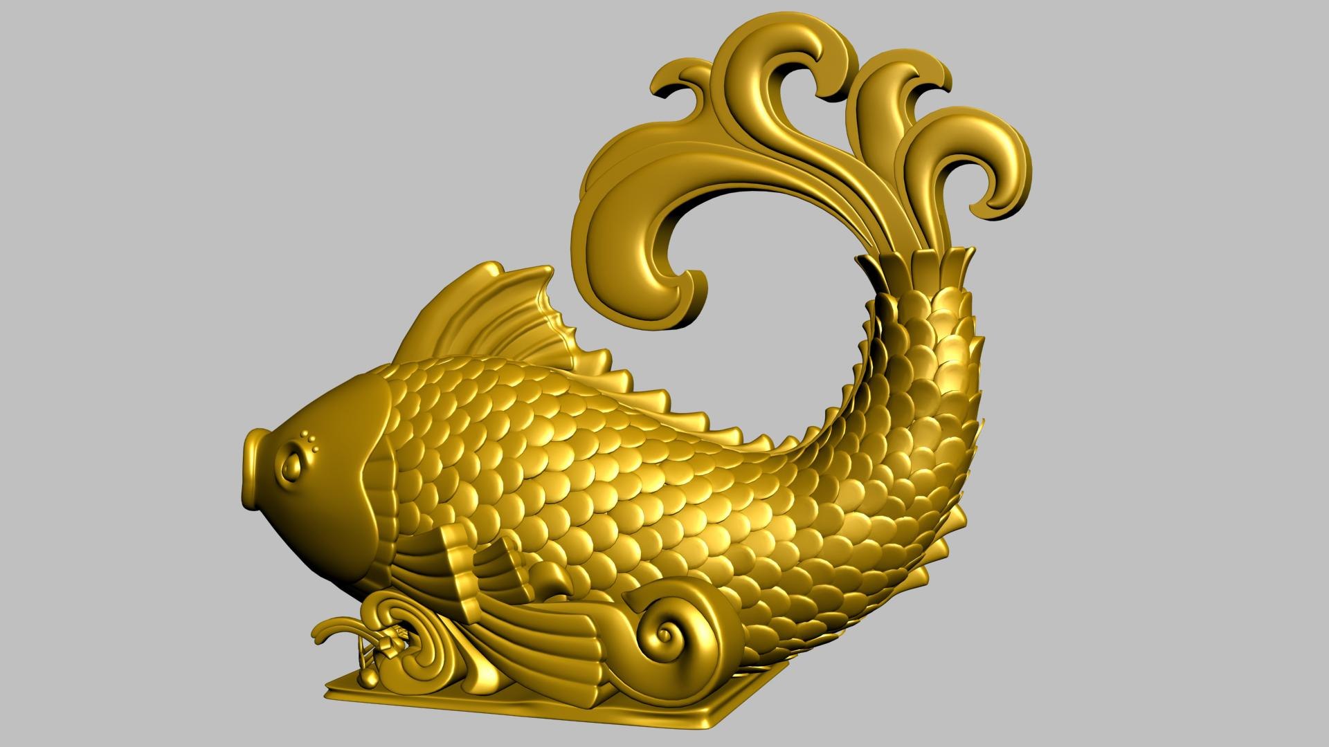 Gold Fish Statue 3D model TurboSquid 1979569