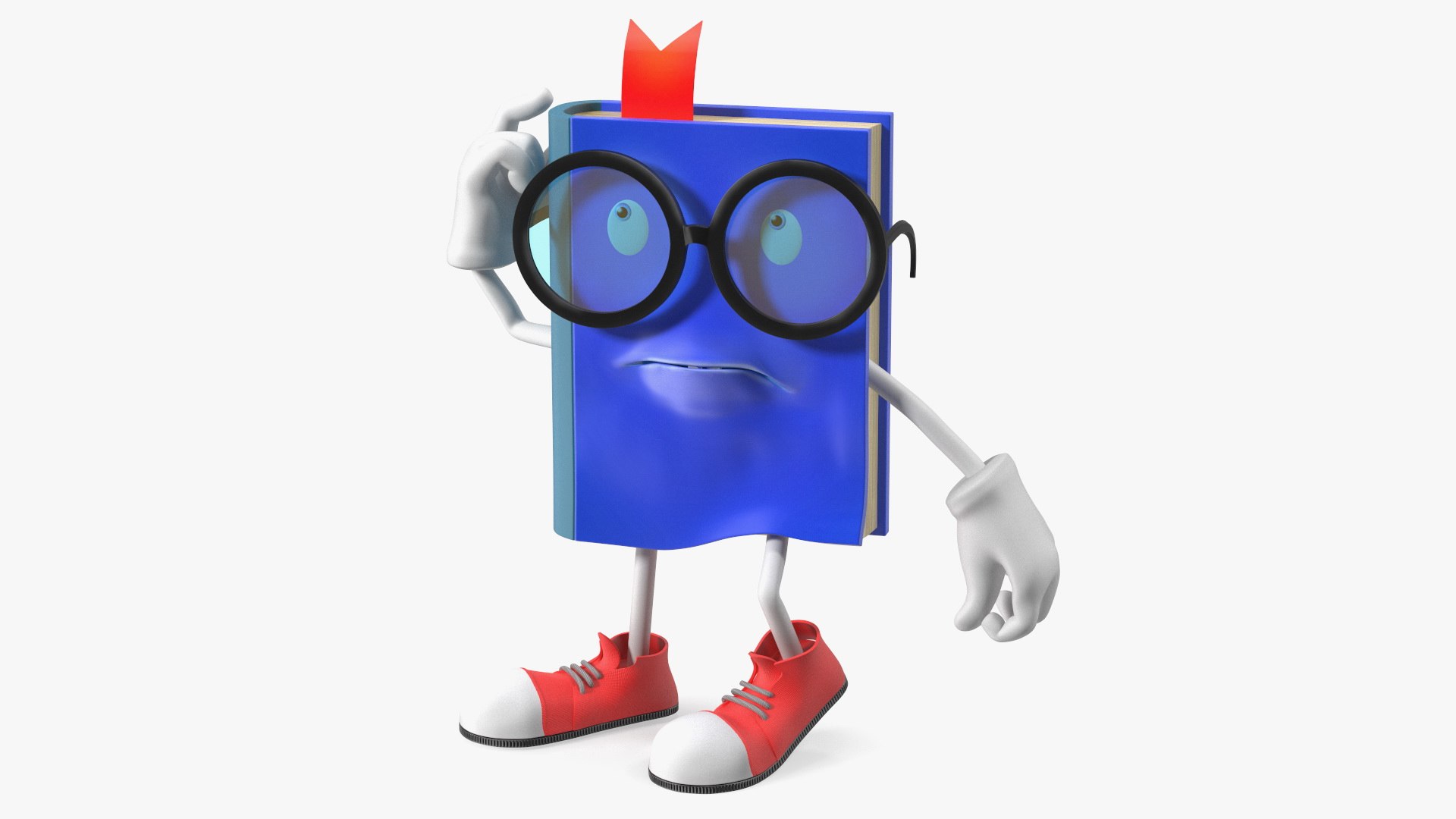 Character Blue Book Puzzled Pose 3D model preview