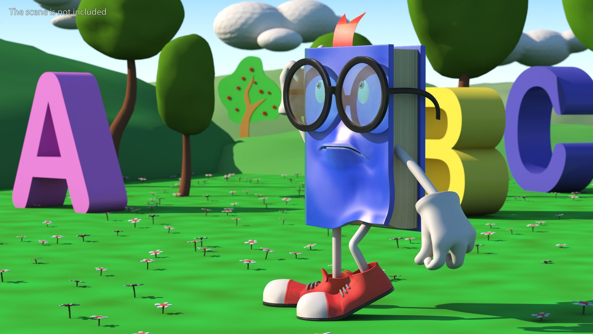 3D Character Blue Book Puzzled Pose - TurboSquid 2128342