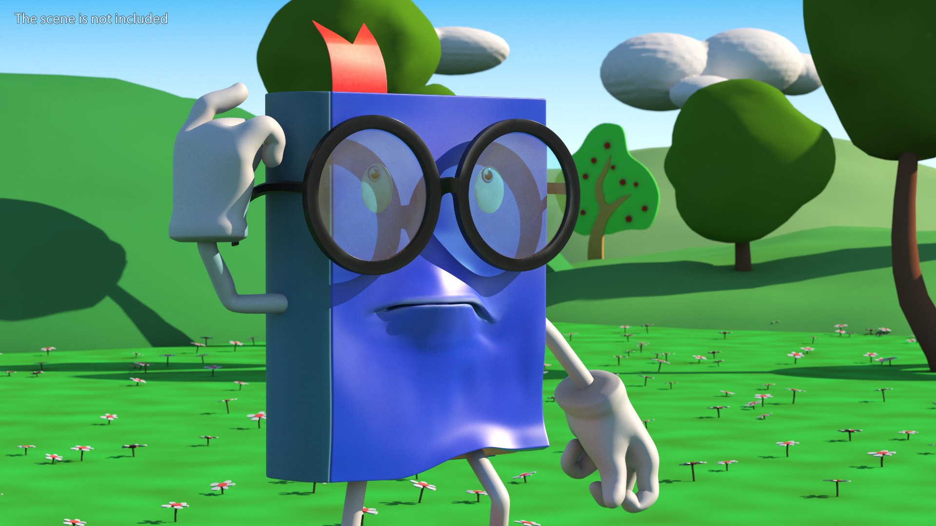 3D Character Blue Book Puzzled Pose - TurboSquid 2128342