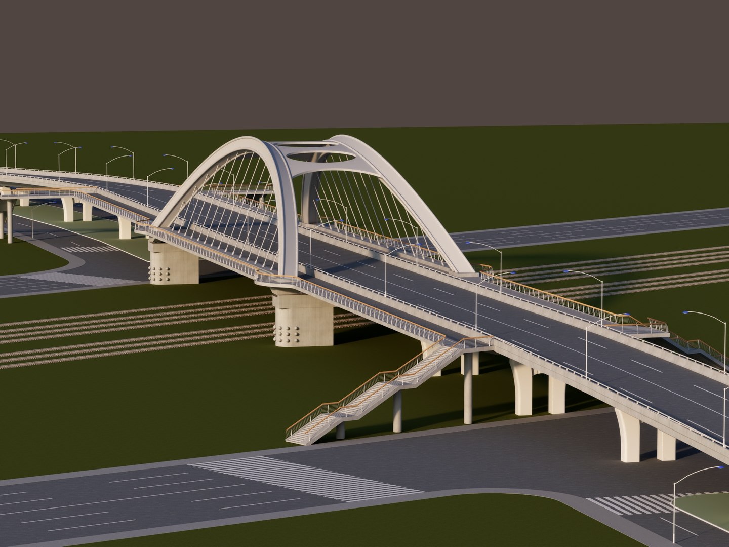 3D Modern Highway Bridge Infrastructure - TurboSquid 2552337
