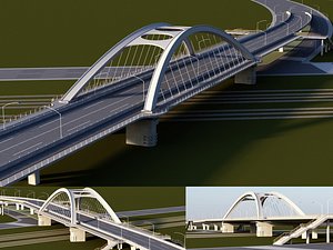 3D Modern Highway Bridge Infrastructure