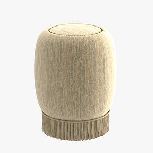 Custom made round ottoman with ropes at bottom