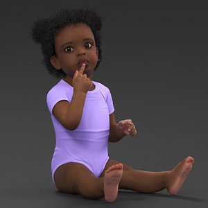 African Baby Girl Light Skin in Bodysuit Sitting model