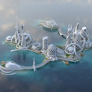 Futuristic City of the Future with Vehicle