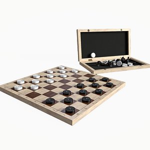 Checkers game ready 3D model