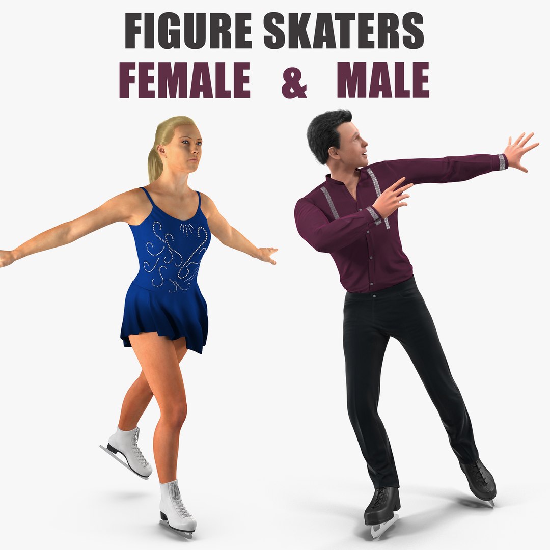 Male and Female Figure Skaters Collection 2 3D model preview