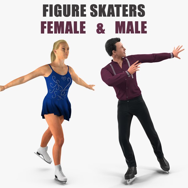 3D model male female figure skaters