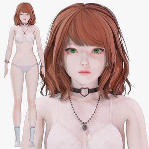 3D model Lingerie clothes 0018 - Rig - UE5 - Unity - Blender - Animated - Realistic Female Character