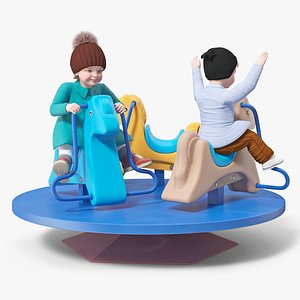 3D Little Children on Carousel