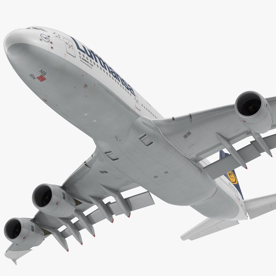 Airbus A380-1000 Lufthansa Rigged 3D Model 3D model preview