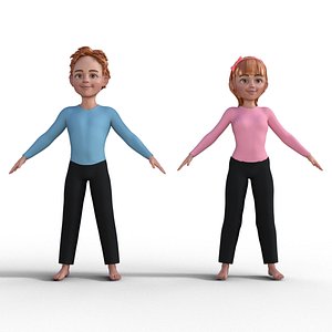 3D Cartoon Man and Woman 3D