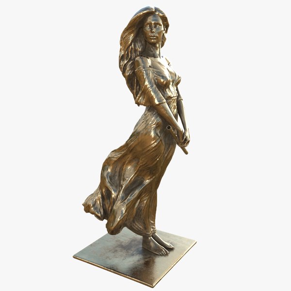 Bronze Flute Girl 3D Model 3D model