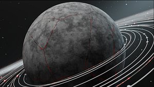 Dark Sci-Fi Planet with Futuristic Orbit Rings