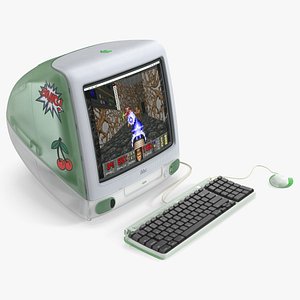 3D model Apple iMac 1998 Green with Stickers