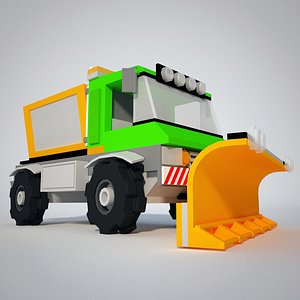 cartoon snow truck 3d model