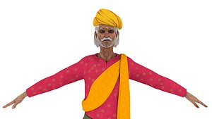 3D indian historical old man model