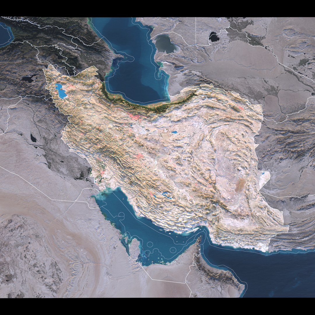 Iran Map - 39K Realistic Satellite Terrain - Elevation 3D Model ...