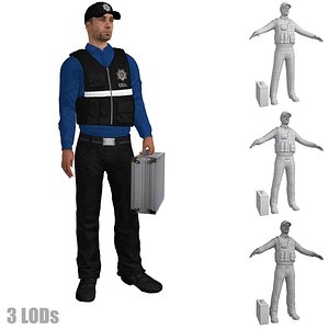 CSI Agent 3 LOD's Rigged