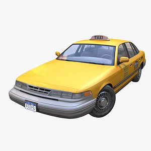 3D model American 90s taxi sedan PBR