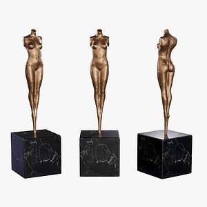 Woman silhouette sculpture lowpoly PBR