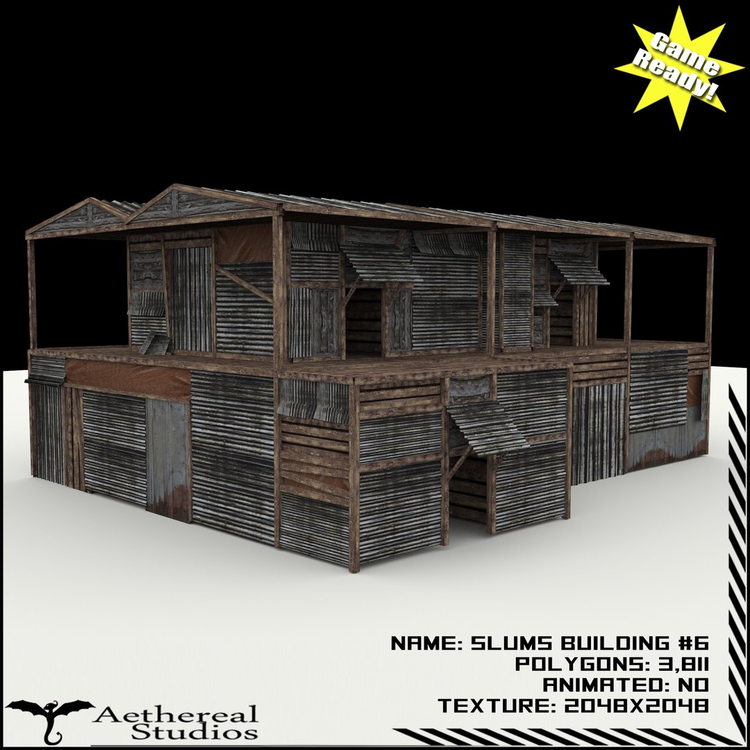 3d model slums building 6