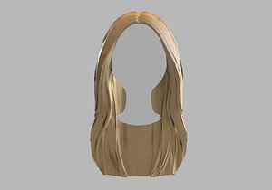 3D long straight hair model