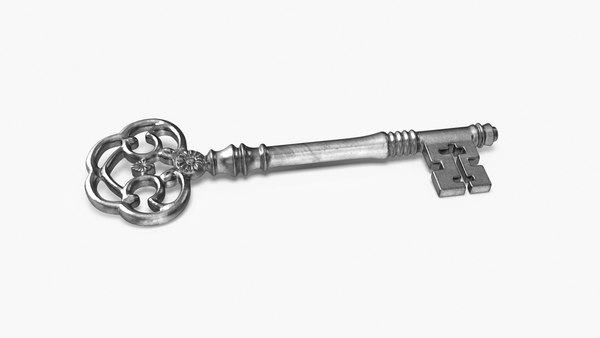 Antiker verzierter Skelettschlüssel Silber für 3D-Druck 3D-Modell ...
