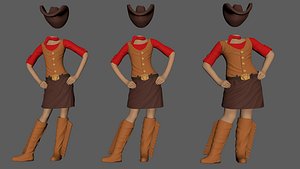 cowgirl child costume ready 3D