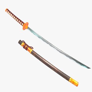 golden katana shinobi 3D model