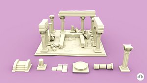 3D Set of ancient greek ruins items