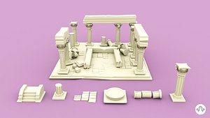 Set of ancient greek ruins items