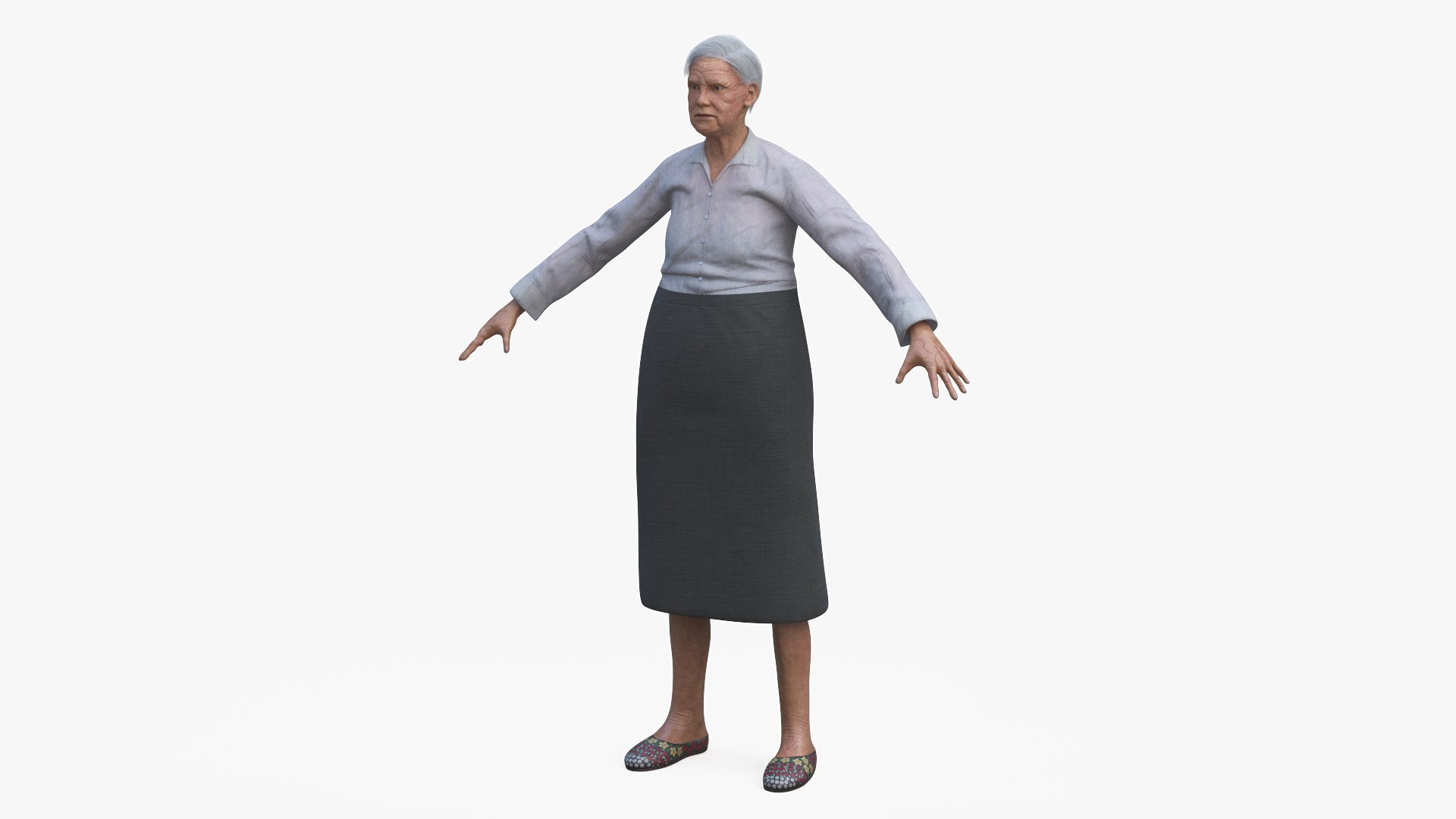 Older Woman A-Pose 3D model preview