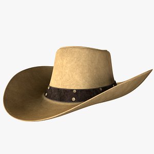 3D COWBOY HAT NATURAL LEATHER model
