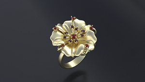 Designer ring with transform-flower  for cnc or 3D print model 3D model